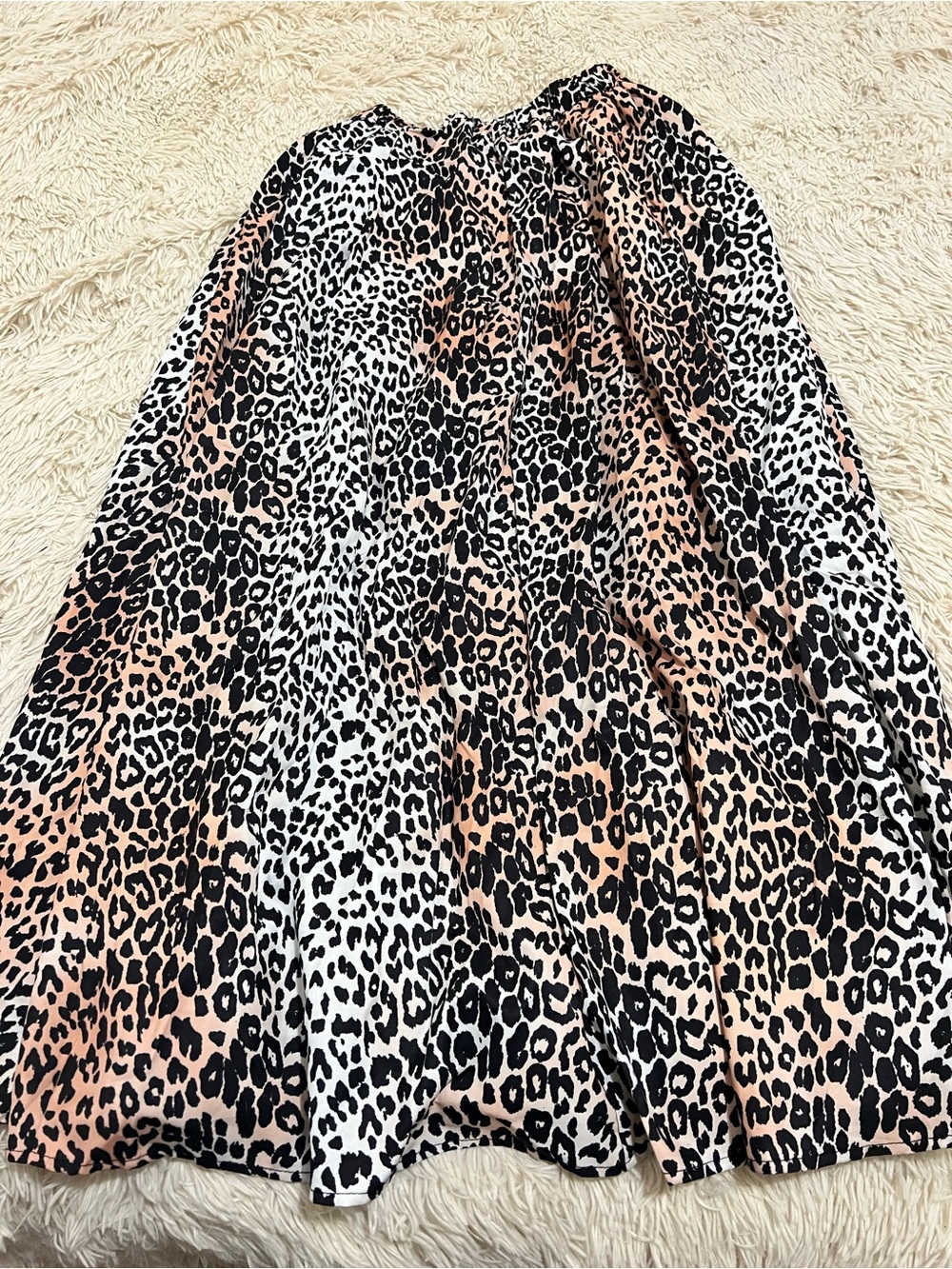 Womens Leopard Print Maxi Skirt - Black & Peach